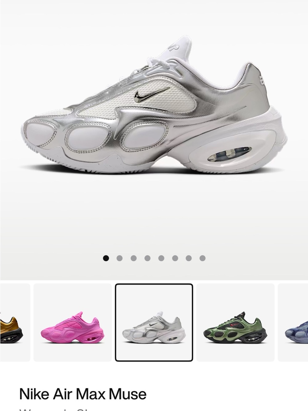 New Nike air max muse White and Silver Wave-Detail Running Sneakers